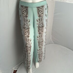 BCBG Joan Aquamist woven wide leg pants